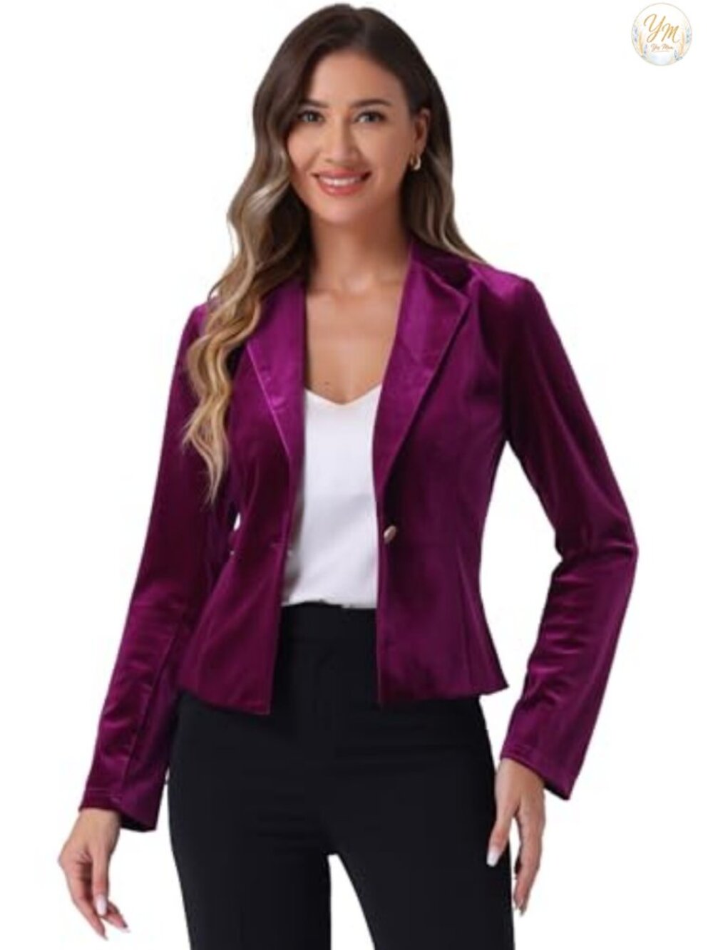 Allegra K Women Velvet Blazer for Office Business Formal
